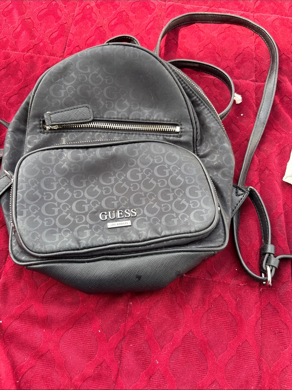 GUESS Black Monogram Mini Backpack